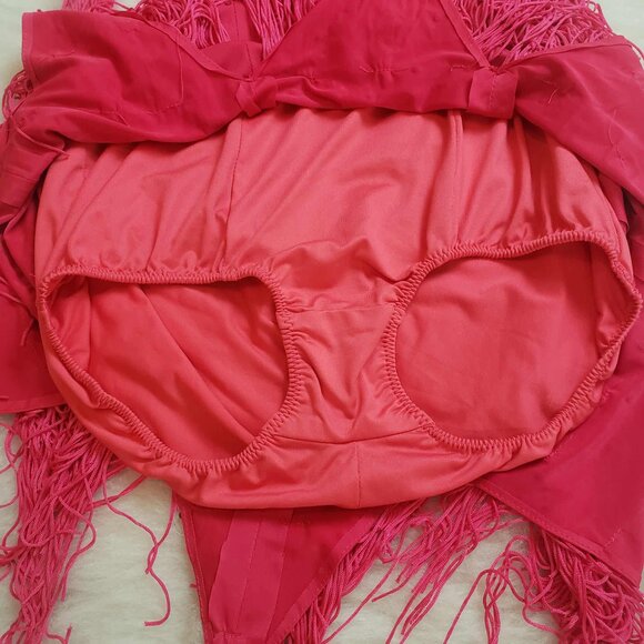 Women's Medium Pink Latin Ballroom Dance Fringe Rhinestone Dress Costume - Picture 10 of 16